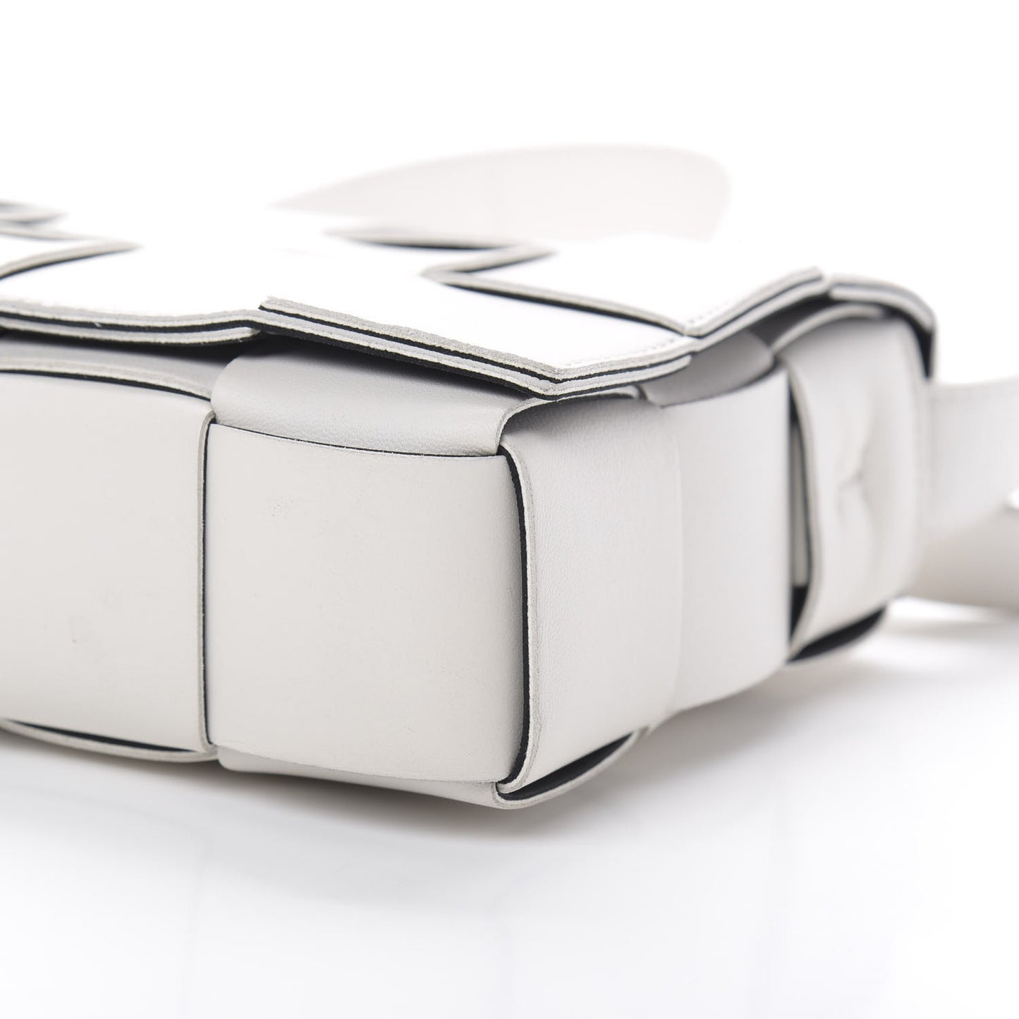 Lambskin Maxi Intrecciato Cassette Crossbody Bag White