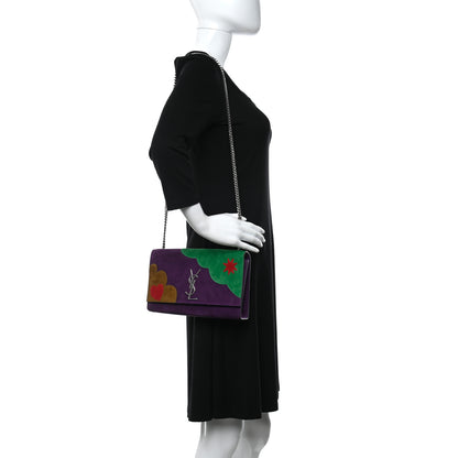 Saint Laurent Suede Patchwork Medium Classic Monogram Kate Satchel Purple 2 of 8