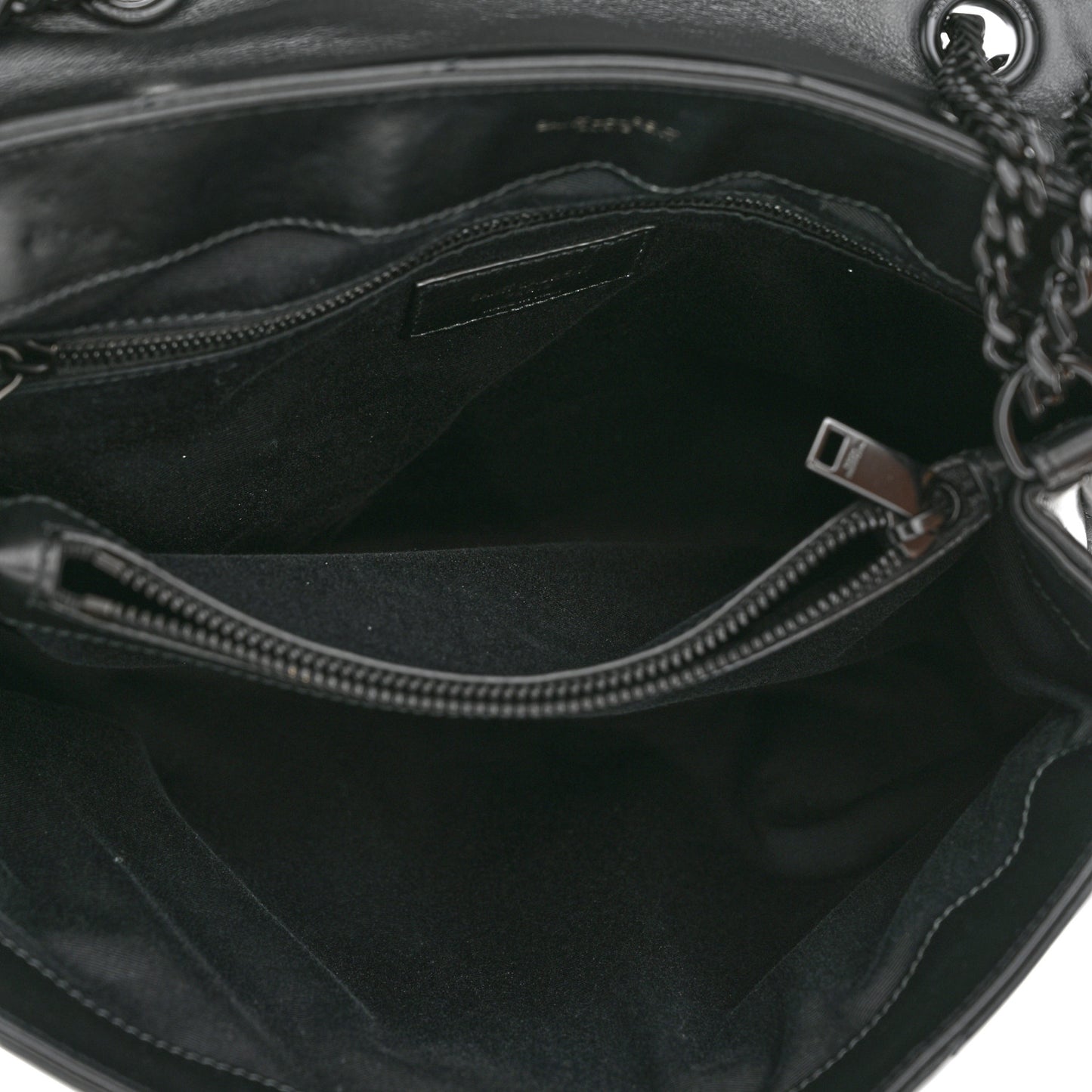 Calfskin Y Quilted Monogram Monochrome Medium Loulou Chain Satchel Black