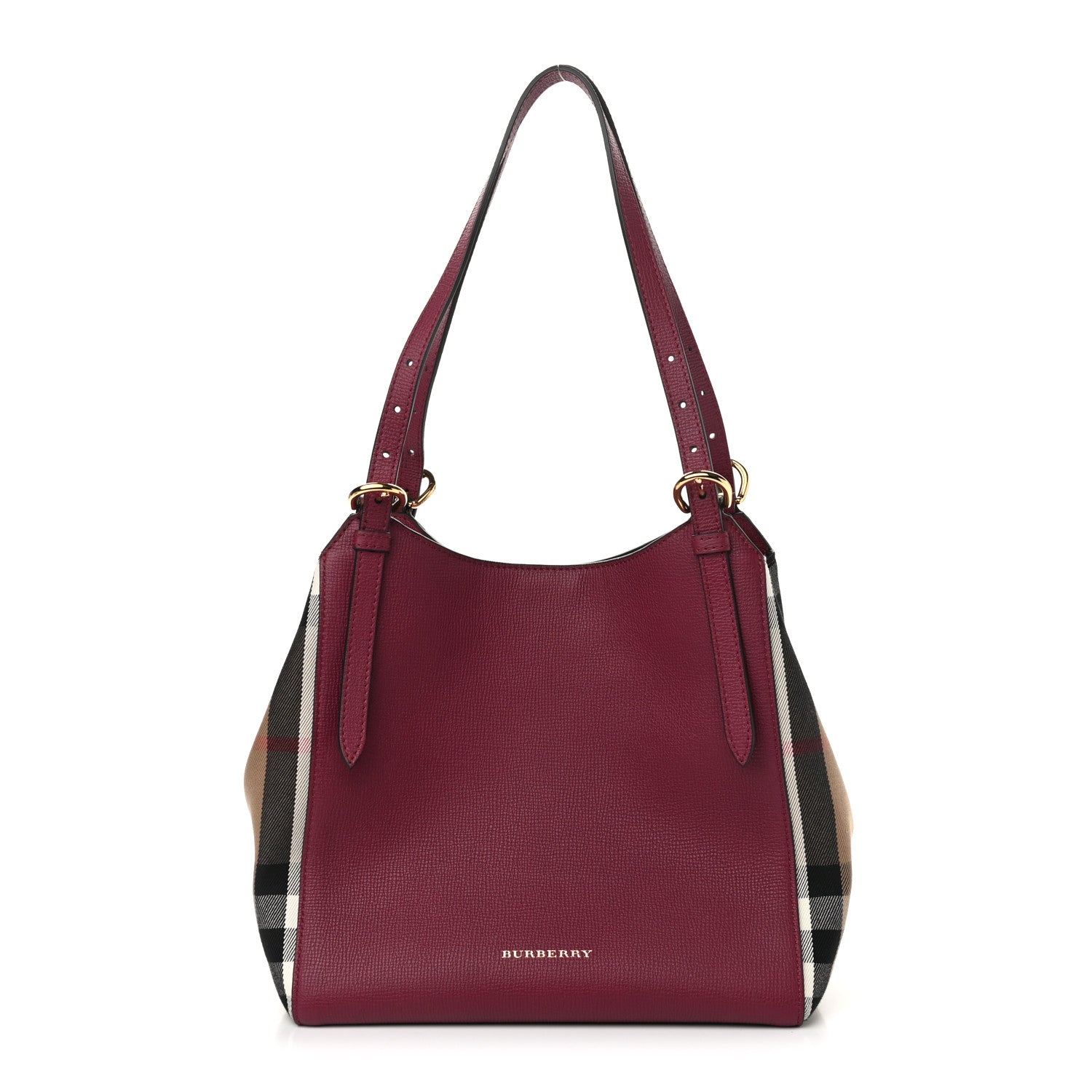 Burberry Grainy Calfskin House Check Small Canterbury Tote Berry Pink 1 of 10