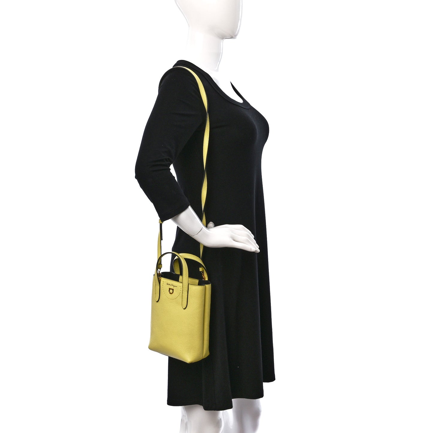 Tumbled Calfskin Gancini Mini Bag Yellow