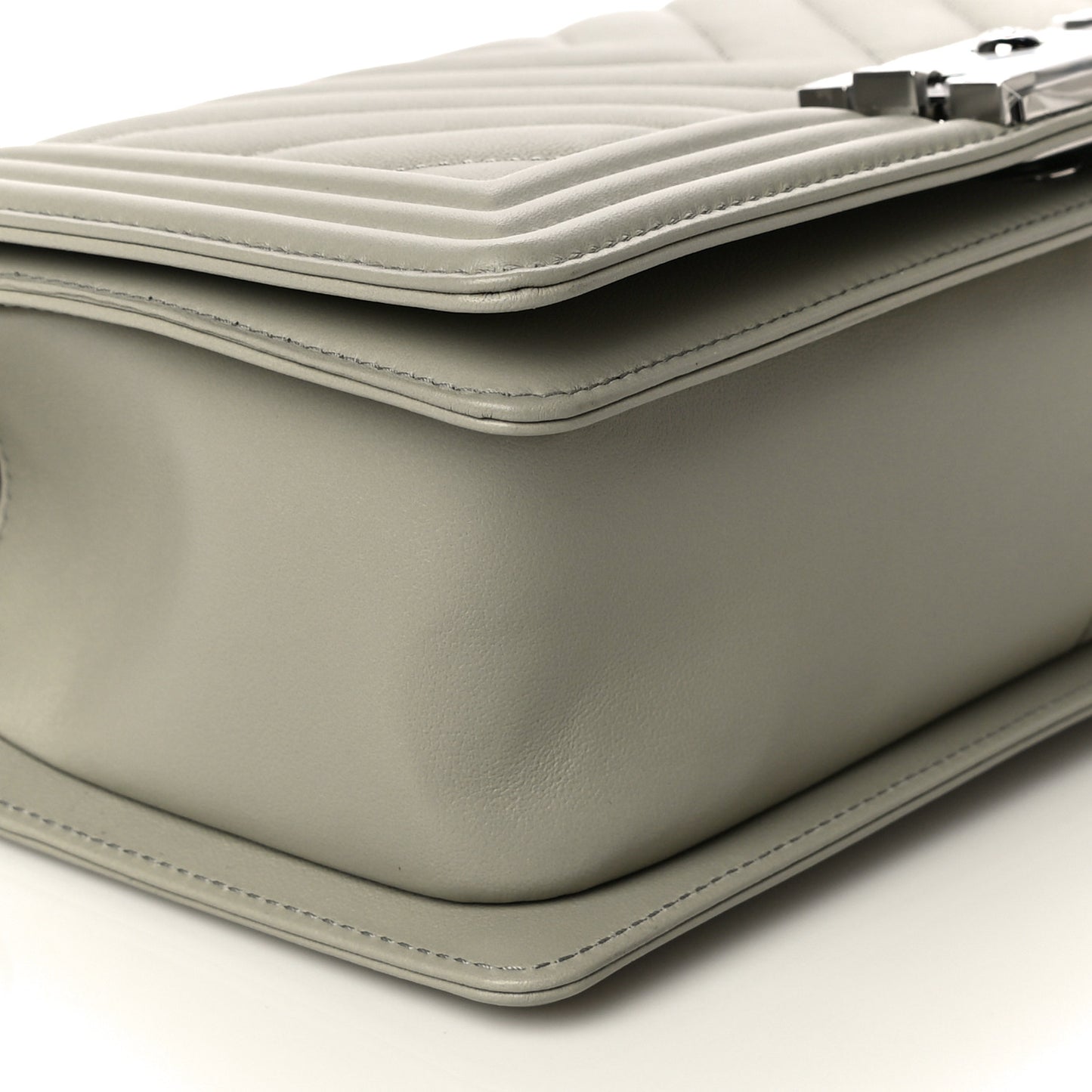 Calfskin Chevron Quilted Medium Boy Flap Grey