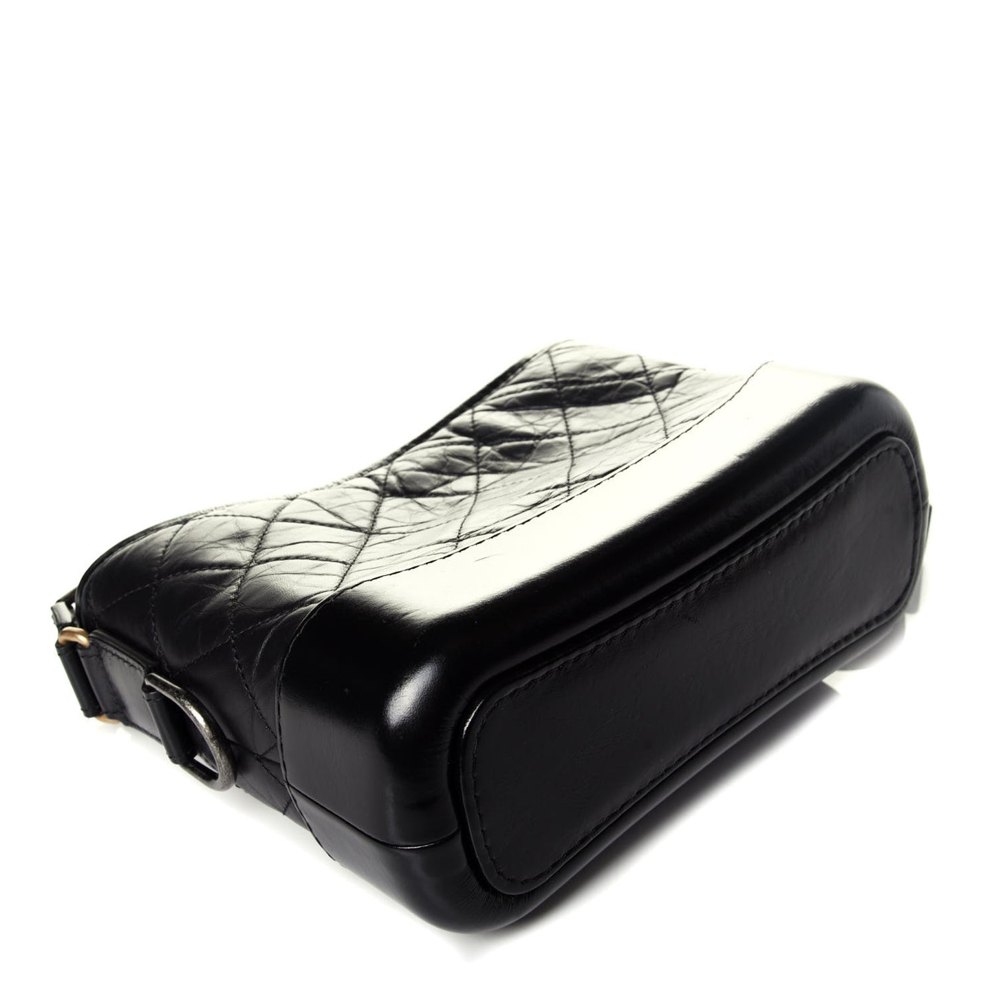 Aged Calfskin Quilted Small Gabrielle Hobo Black
