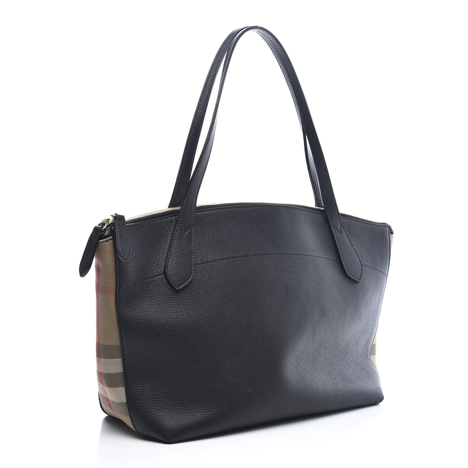 Burberry Derby Calfskin House Check Medium Welburn Tote Black 3 of 10