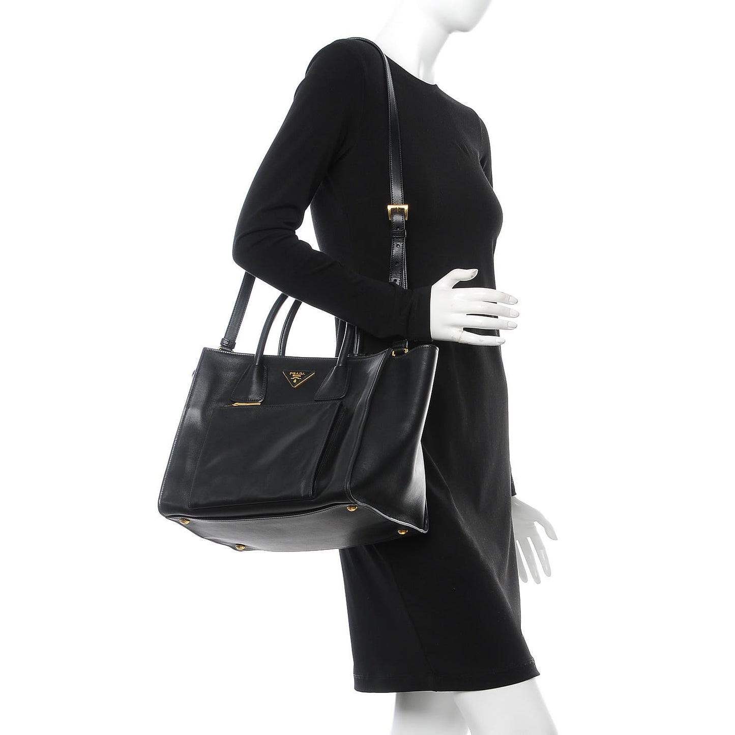 Soft Calf Shopping Tote Black
