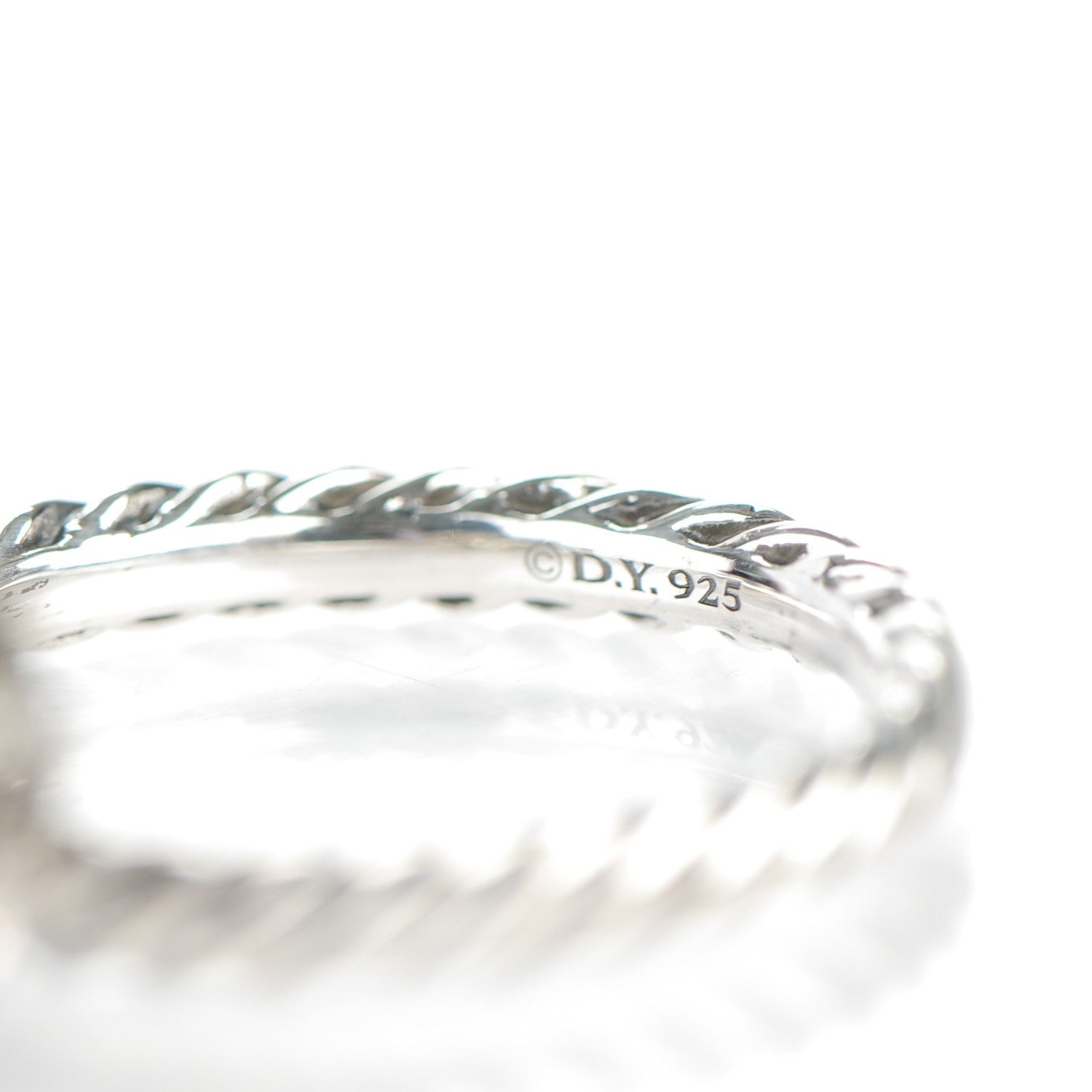 David Yurman Sterling Silver Pave Diamond 10mm Element Ball Ring 50 5.5 4 of 4