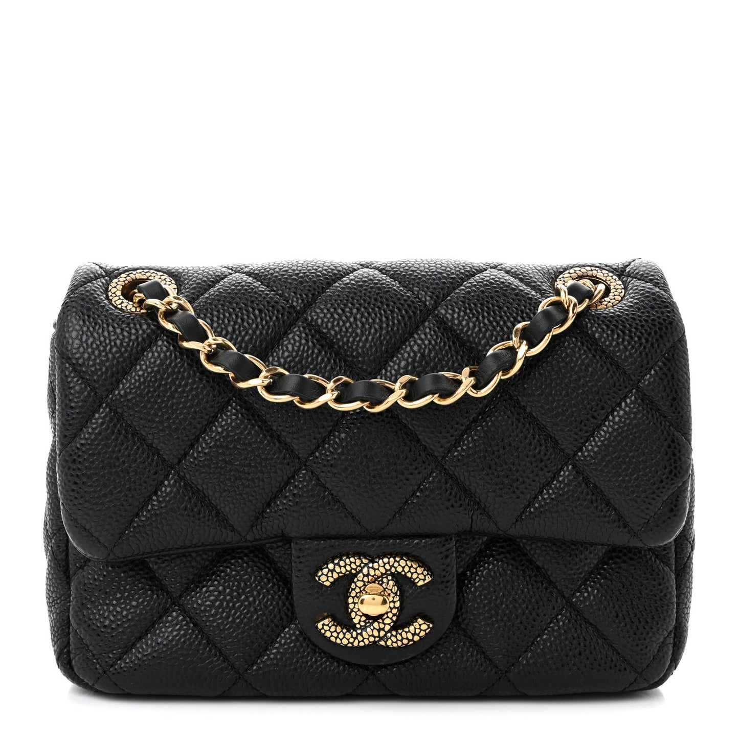 Grained Lambskin Quilted Mini Flap Black