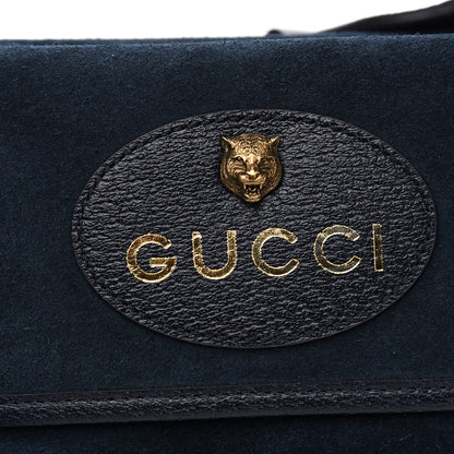 Gucci Suede Web Small Neo Vintage Double Flap Messenger Bag Blue 6 of 9