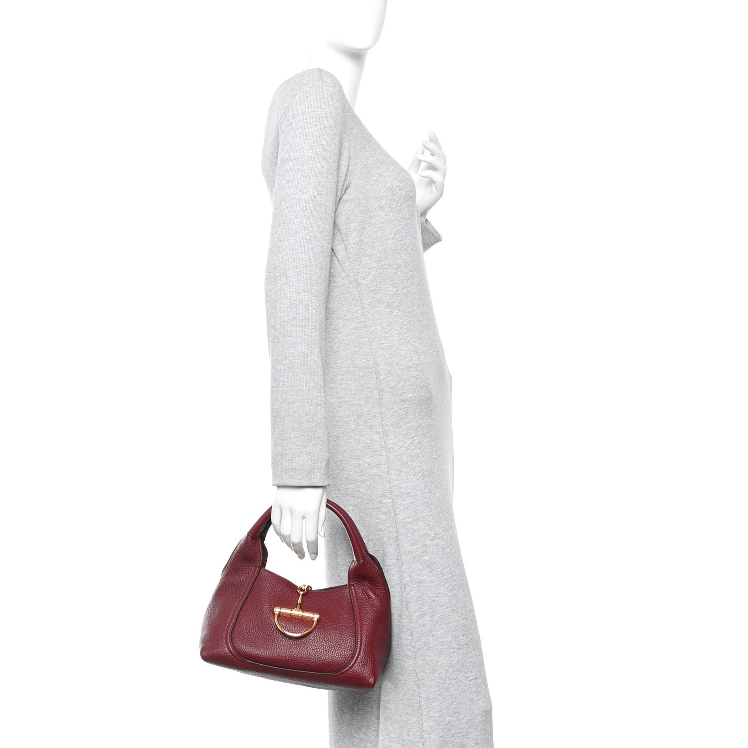 Gucci Grained Calfskin Softbit Medium Shoulder Bag Rosso Ancora 2 of 9