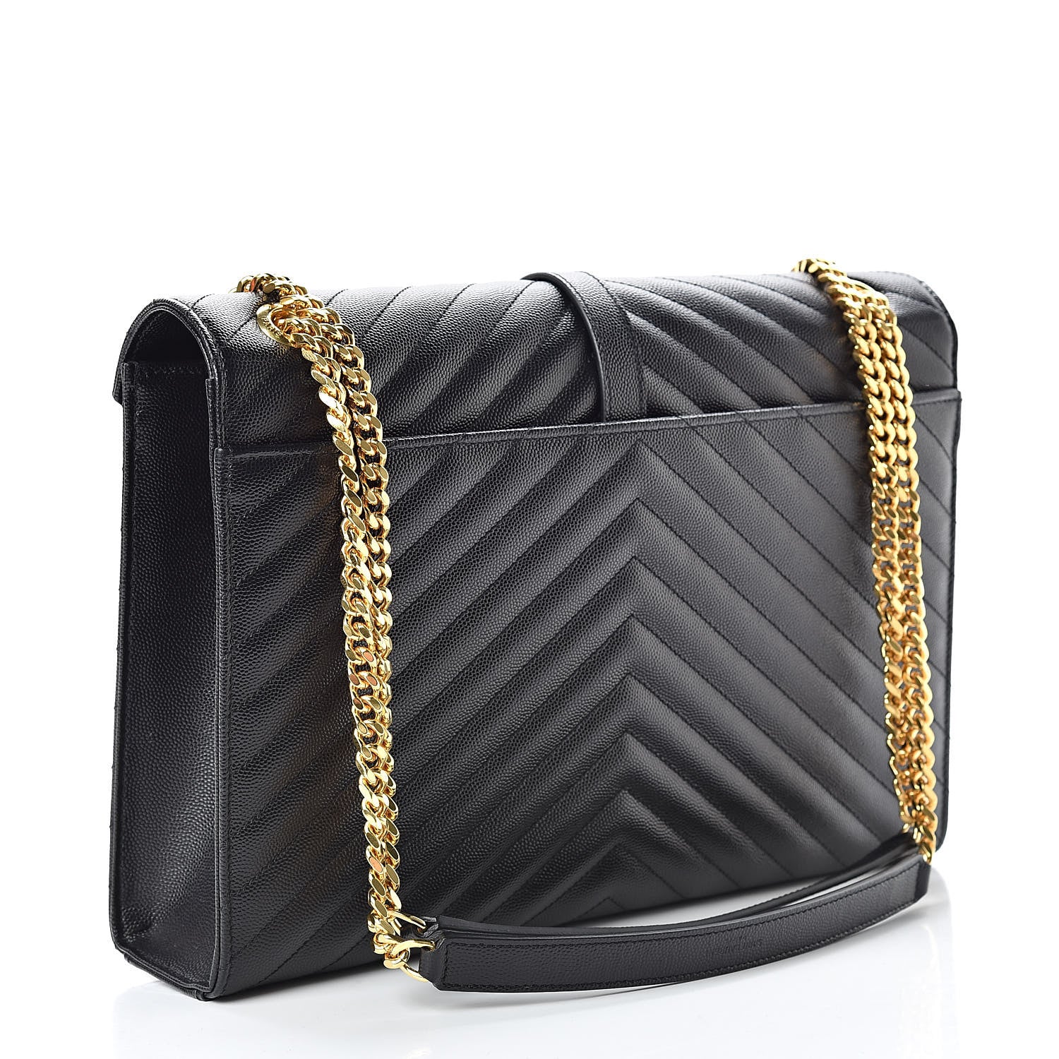 Saint Laurent Grain De Poudre Matelasse Chevron Large Monogram Satchel Black 3 of 11