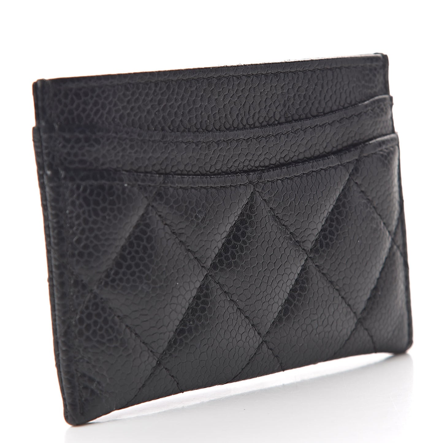 Caviar Quilted Card Holder Black