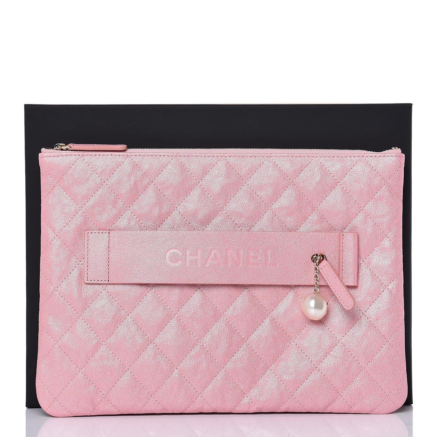 Chanel Iridescent Caviar Medium Night by the C Pouch Clutch Rose Pink 8 of 8