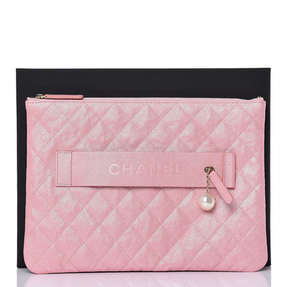 Chanel Iridescent Caviar Medium Night by the C Pouch Clutch Rose Pink 8 of 8