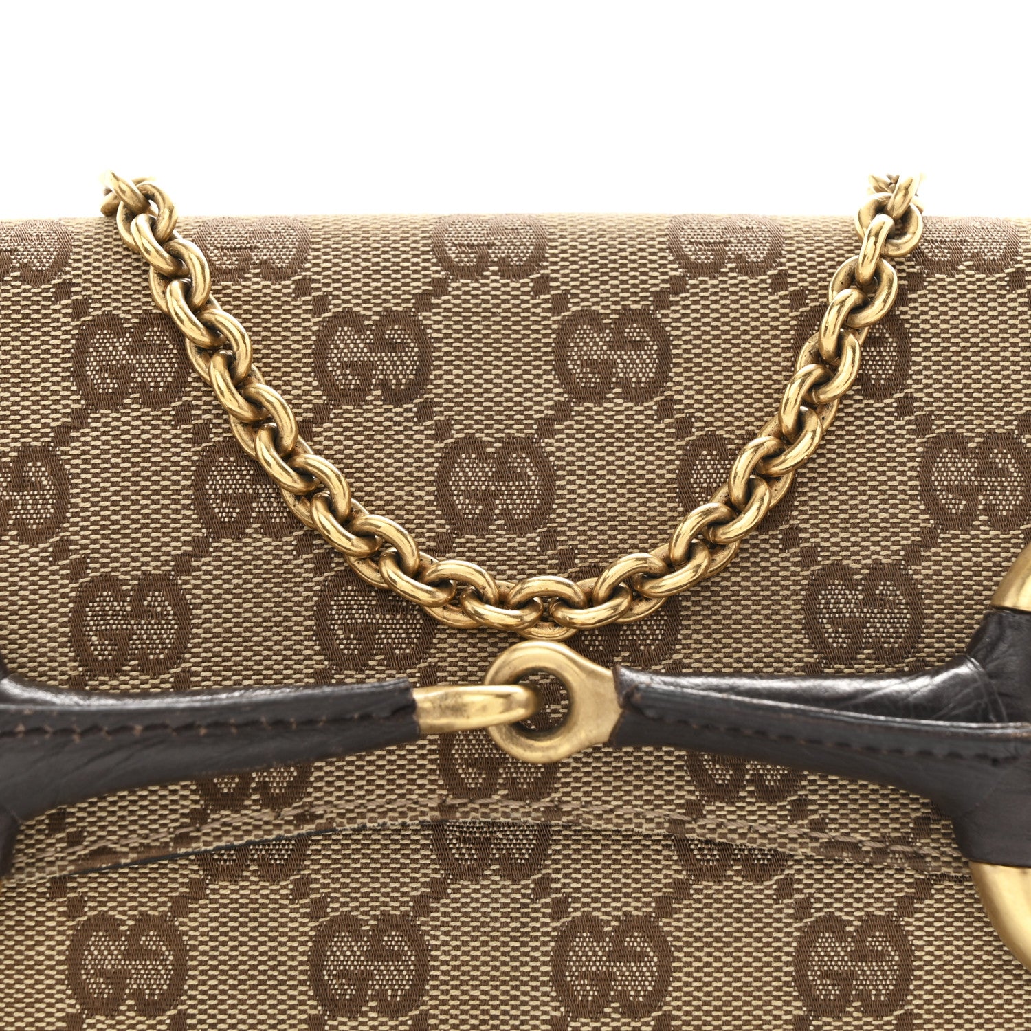 Gucci Monogram Horsebit Clutch Dark Brown 8 of 10