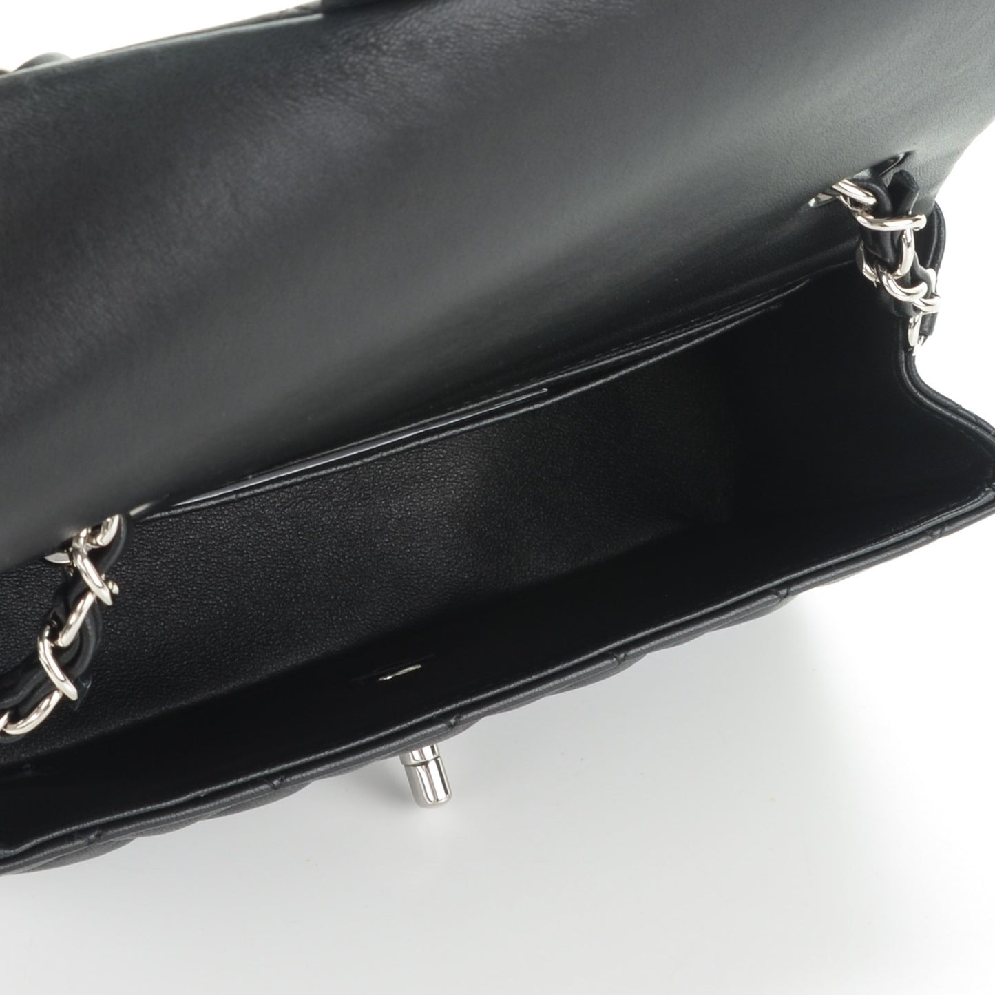 Lambskin Quilted Mini Rectangular Flap Black