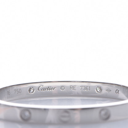 Cartier 18K White Gold 4 Diamond LOVE Bracelet 16 4 of 10
