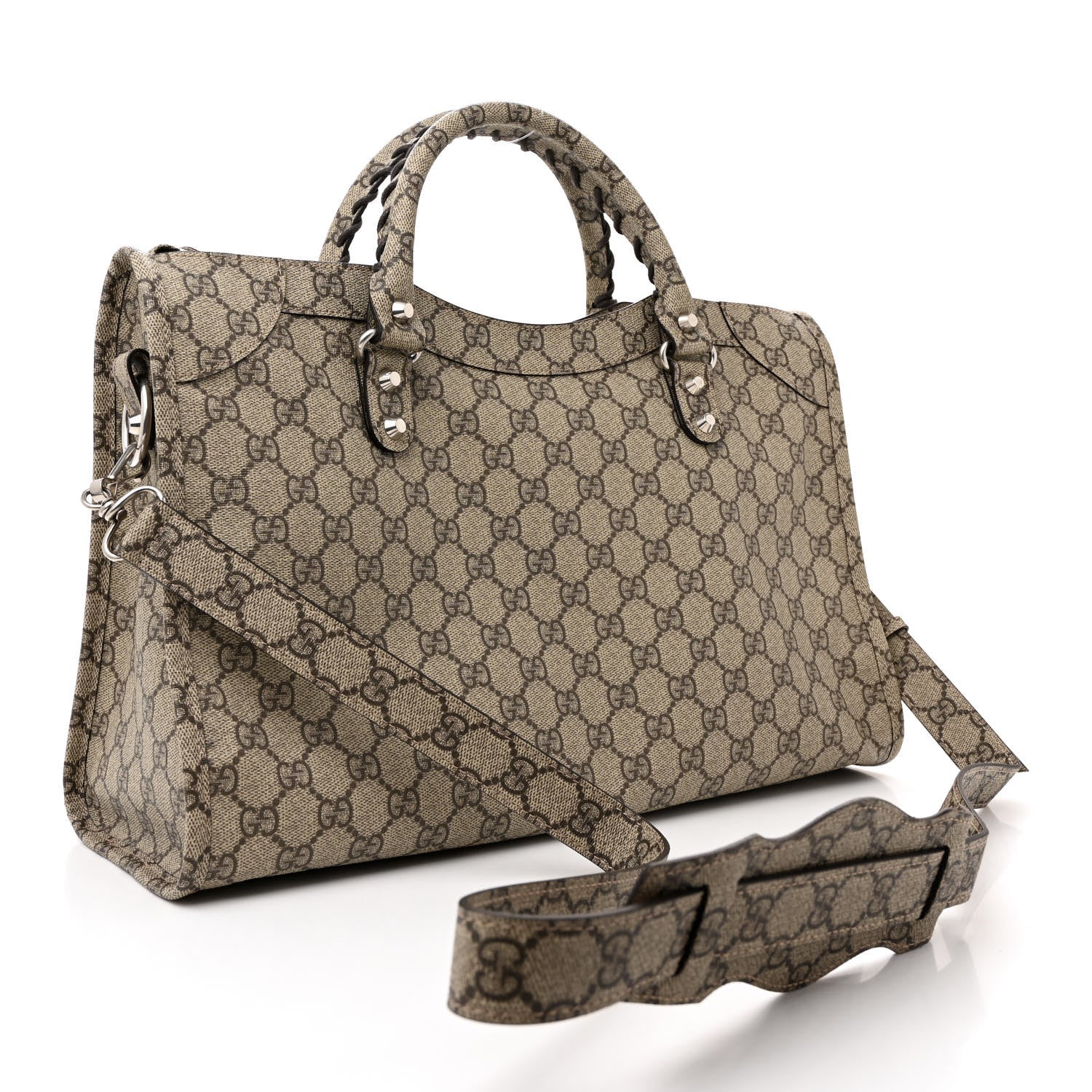 Balenciaga X GUCCI GG Supreme Monogram Neo Classic Silver Hardware City Beige Ebony 3 of 11