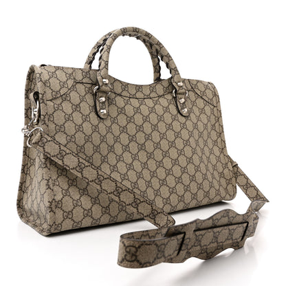 Balenciaga X GUCCI GG Supreme Monogram Neo Classic Silver Hardware City Beige Ebony 3 of 11