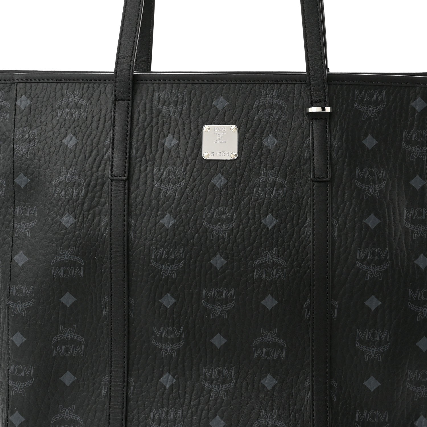 MCM Visetos Toni Shopper Tote Black 7 of 9