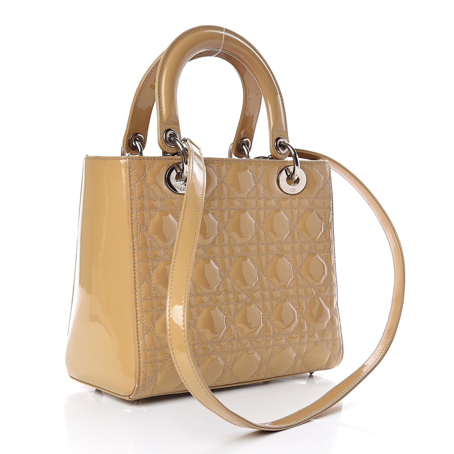 Christian Dior Patent Cannage Medium Lady Dior Beige 3 of 11
