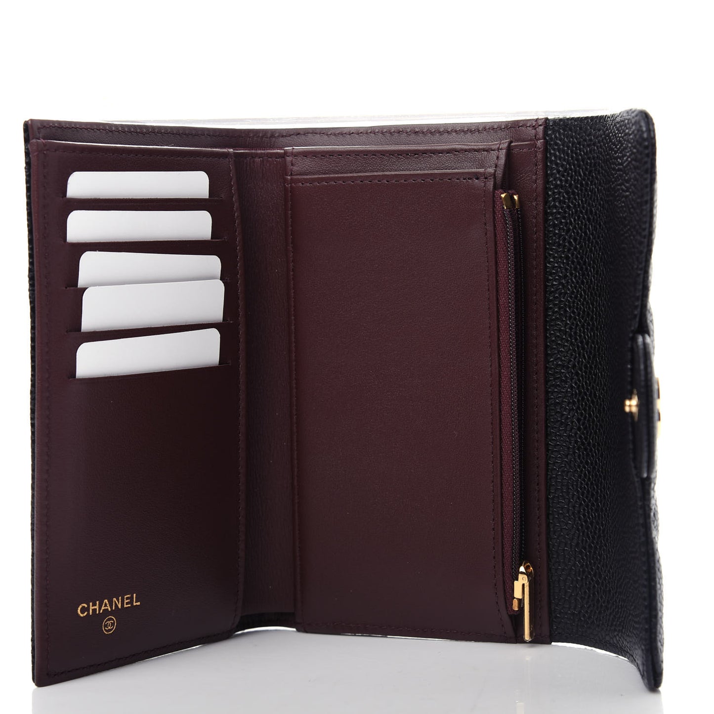 Caviar Quilted Medium Flap Wallet Black