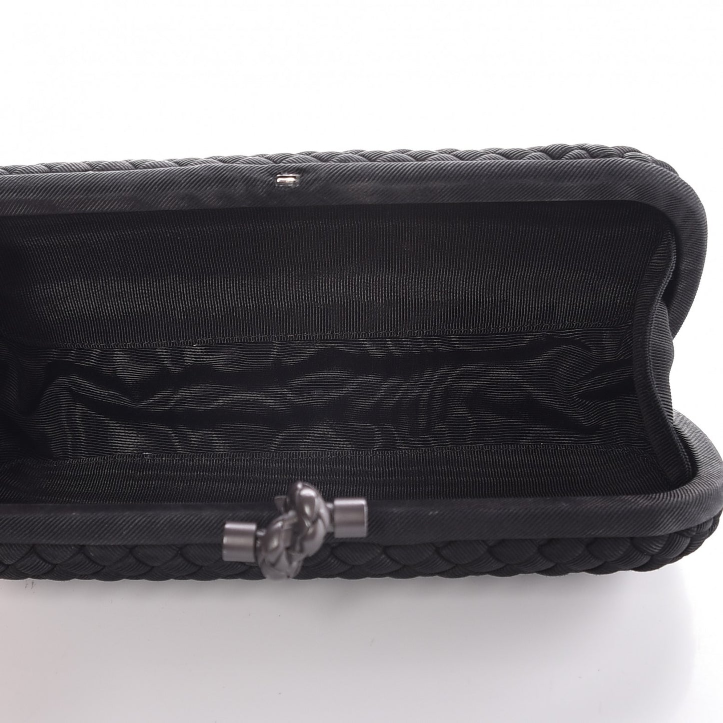 Satin Intreccio Impero Stretch Knot Clutch Black