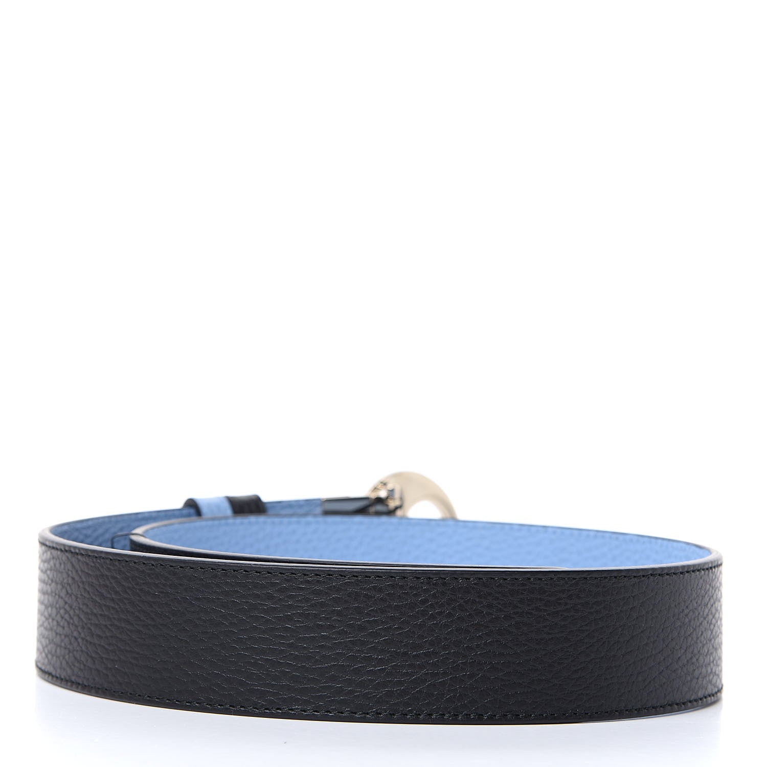 Gucci Dollar Calfskin 1973 Reversible Belt 80 32 Black Mineral Blue 3 of 6