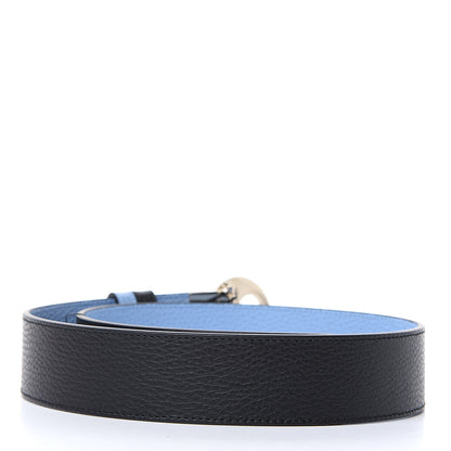 Gucci Dollar Calfskin 1973 Reversible Belt 80 32 Black Mineral Blue 3 of 6
