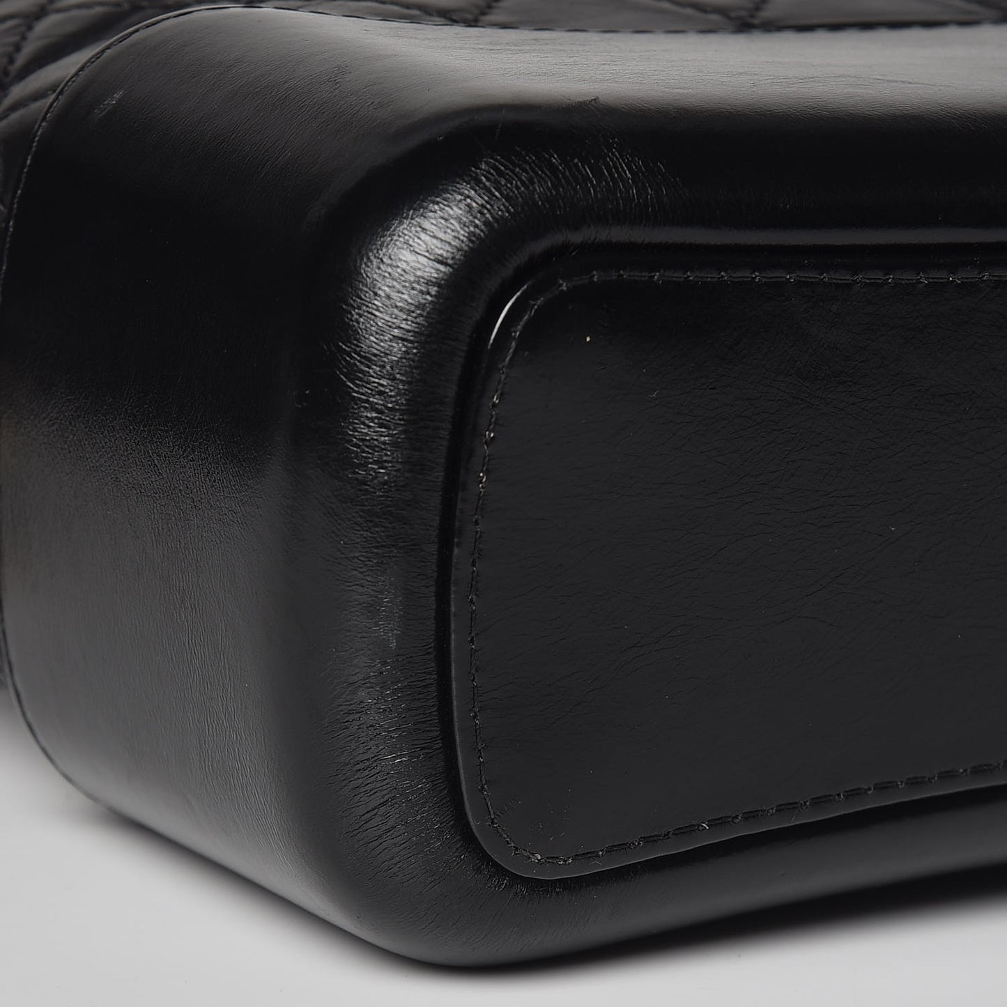 Aged Calfskin Quilted Medium Gabrielle Hobo Black
