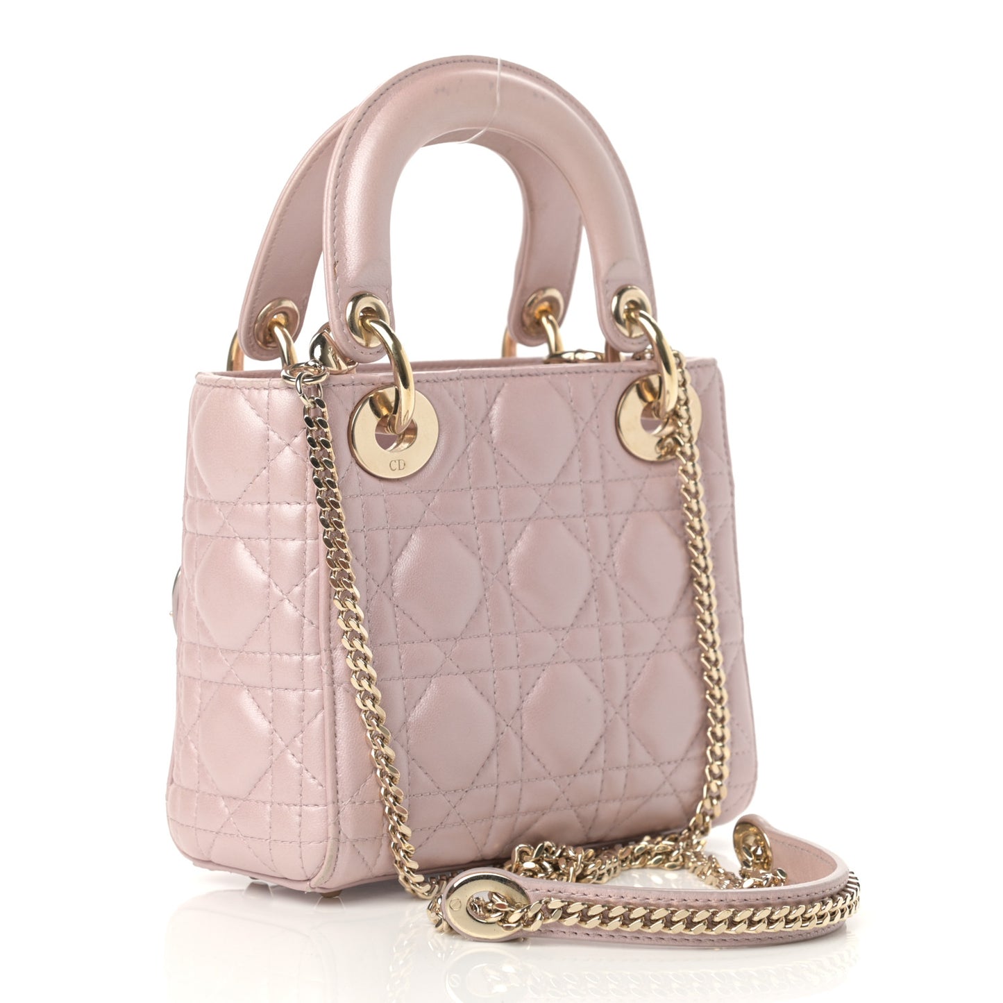 Metallic Lambskin Cannage Mini Lady Dior Lotus