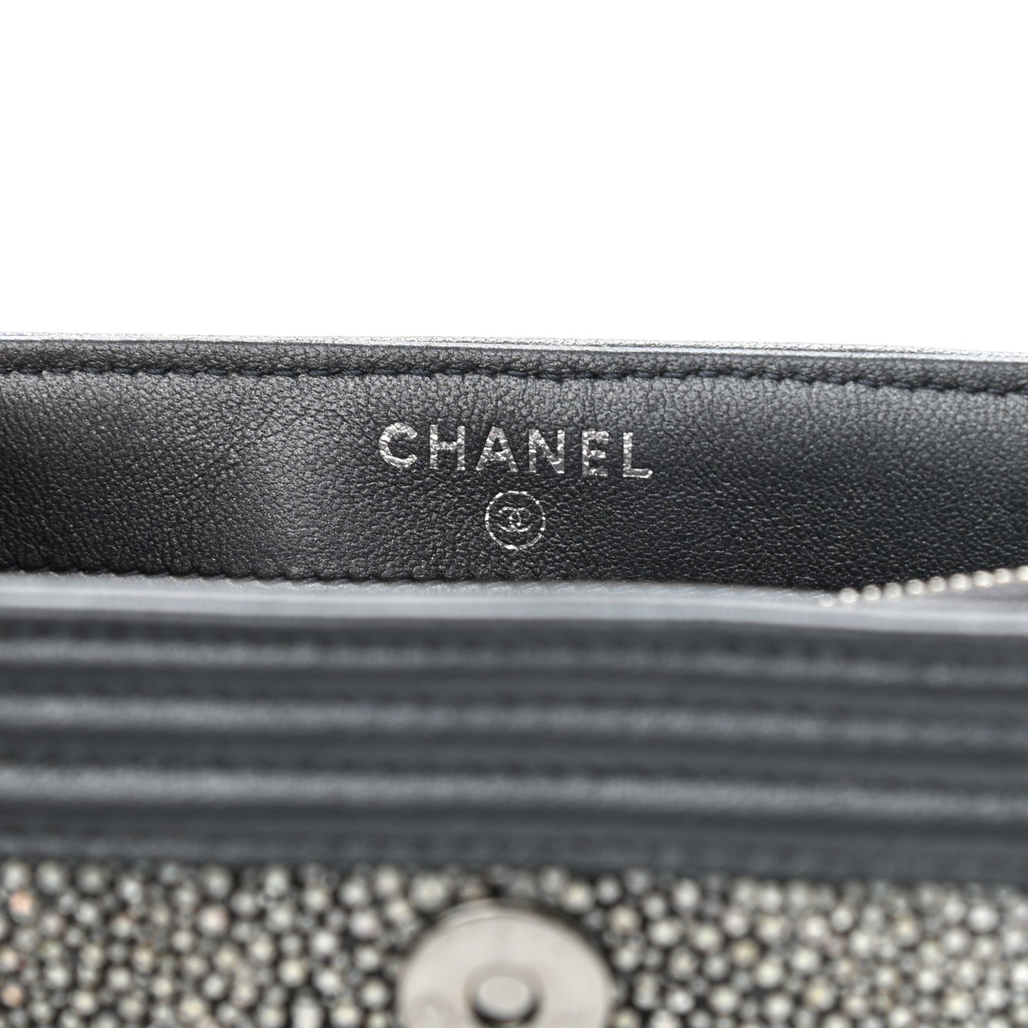 Metallic Galuchat Stingray Lambskin Mini Clutch With Removable Chain Dark Grey