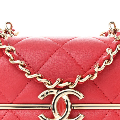 Chanel Lambskin Quilted Small Box With Chain Red 9 of 11