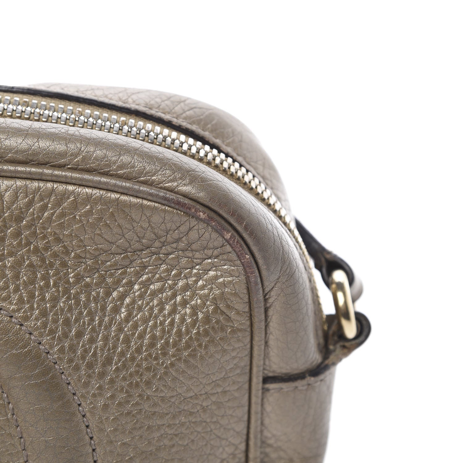 Gucci Metallic Pebbled Calfskin Small Soho Disco Bag Golden Beige 15 of 23