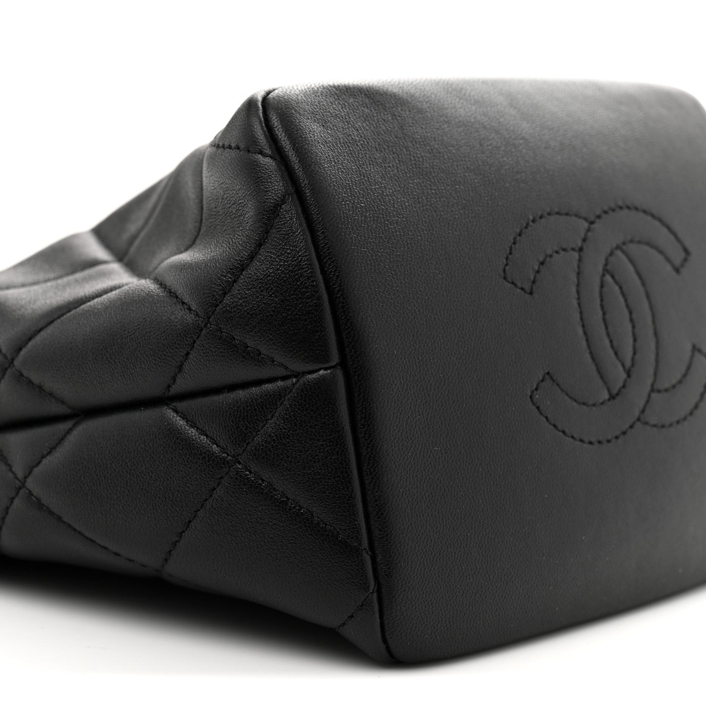 Lambskin Quilted Crystal Small CC Chain Hobo Black
