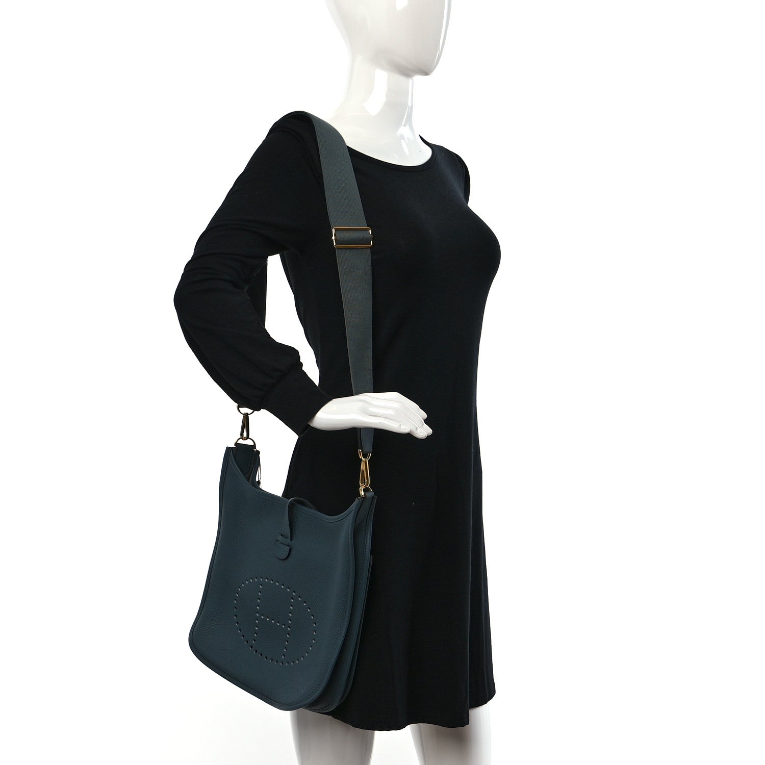 Hermes Taurillon Clemence Evelyne III PM Bleu Orage 2 of 10