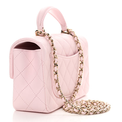 Chanel Lambskin Quilted Mini Top Handle Rectangular Flap Light Pink 3 of 12