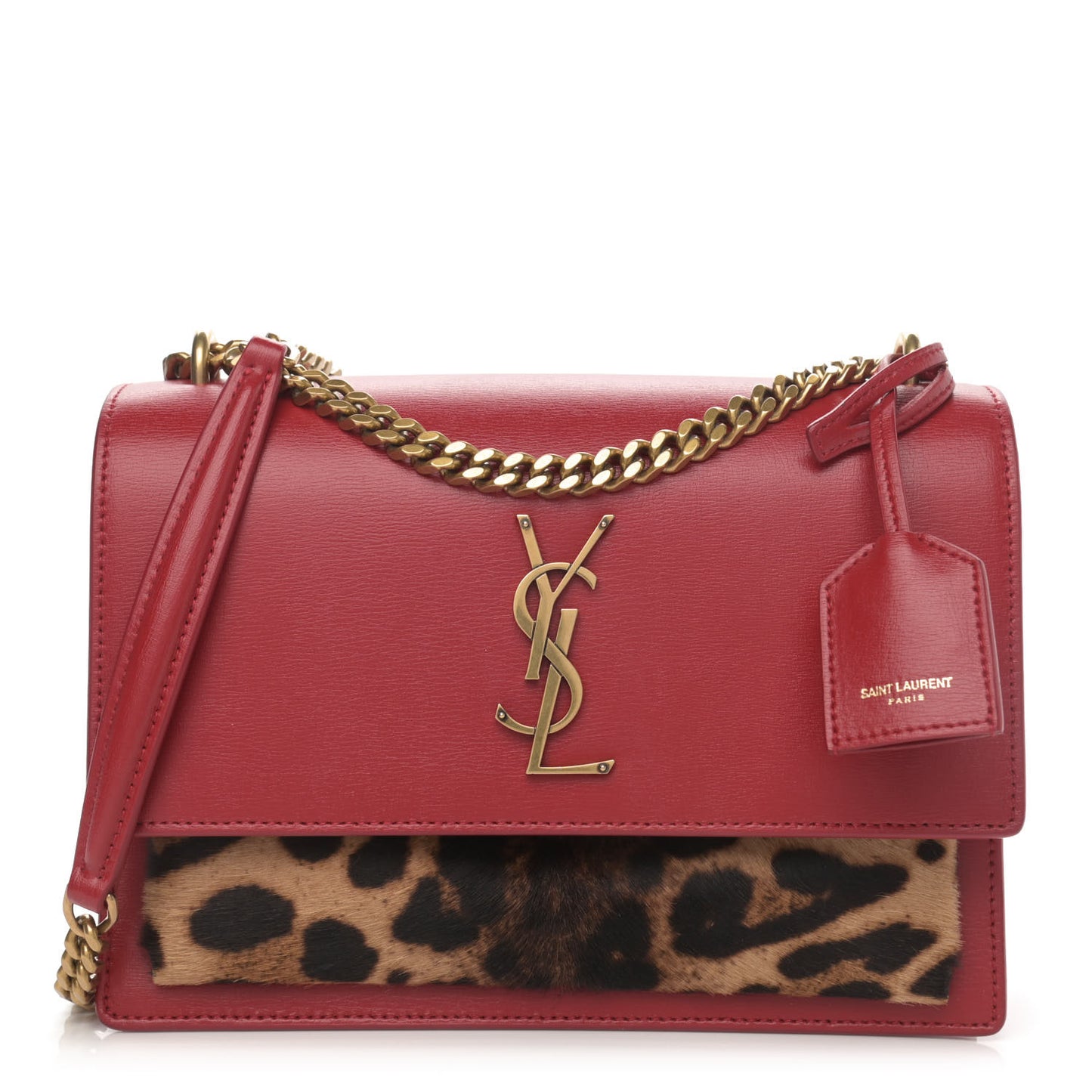 Pony Hair Calfskin Leopard Print Medium Monogram Sunset Red