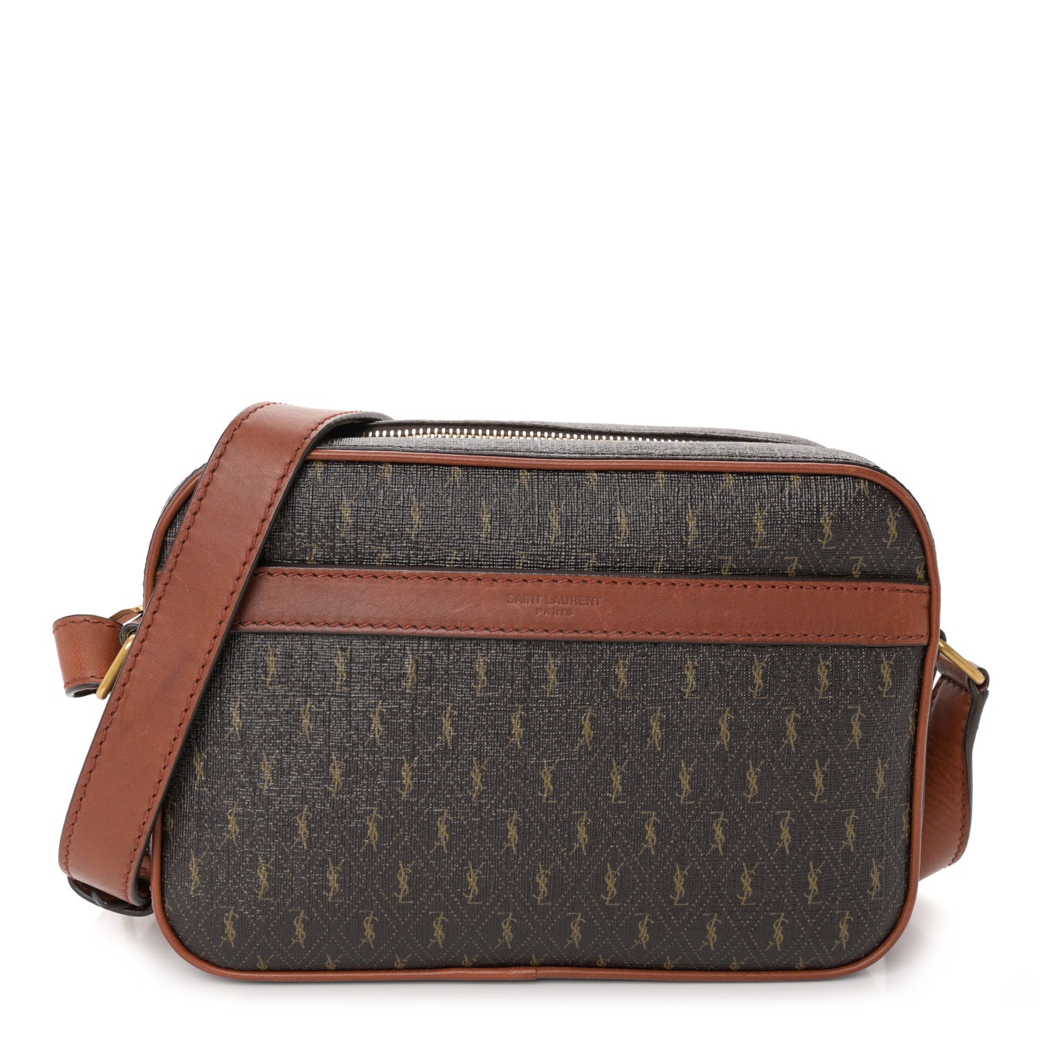 Saint Laurent Canvas Smooth Calfskin Le Monogramme Camera Bag Chestnut 1 of 10