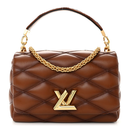 Louis Vuitton Lambskin Malletage Top Handle GO-14 MM Tan 1 of 10