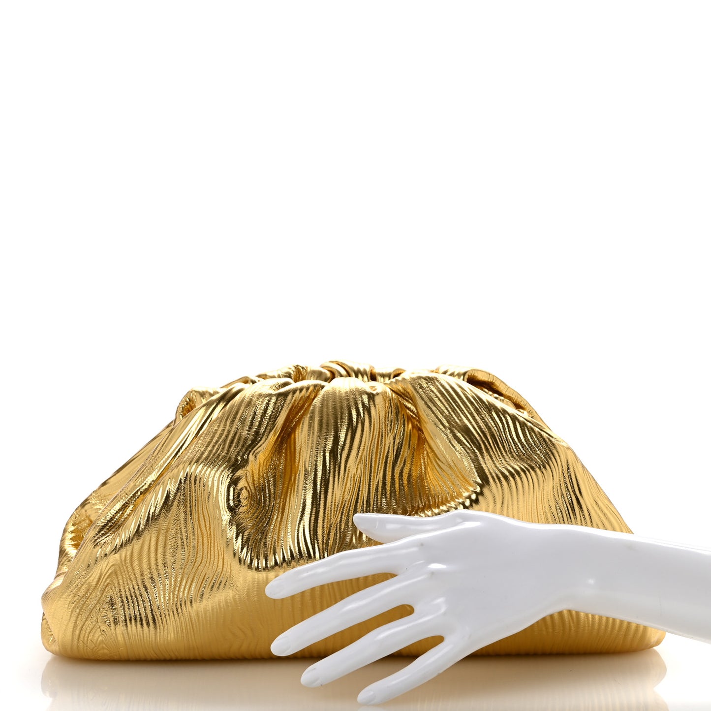 Metallic Bark Calfskin Embossed The Pouch Oversized Clutch Oro