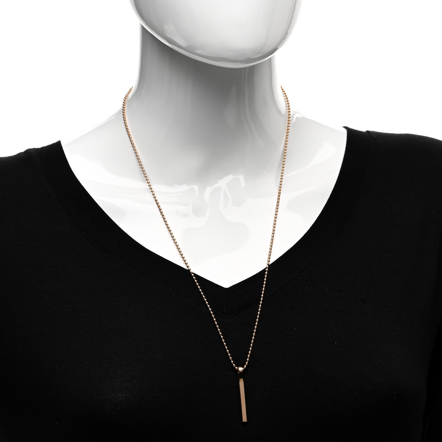 Tiffany 18K Rose Gold Makers Bar Pendant Necklace 2 of 4