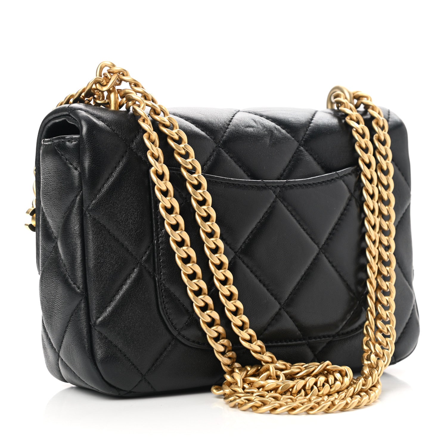 Chanel Lambskin Enamel Quilted Mini Pending CC Square Flap Black 3 of 11