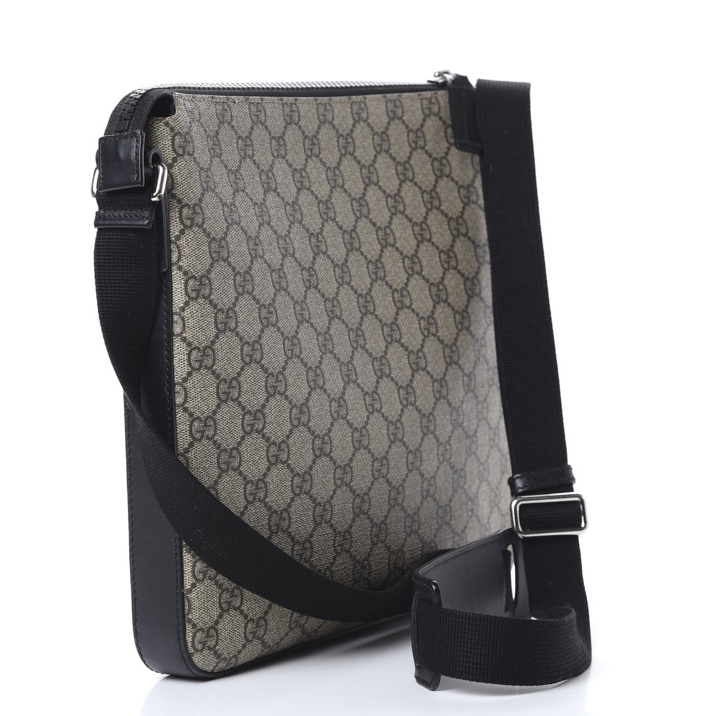 GG Supreme Monogram Flat Messenger Bag Black