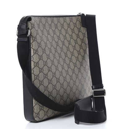 Gucci GG Supreme Monogram Flat Messenger Bag Black 2 of 11