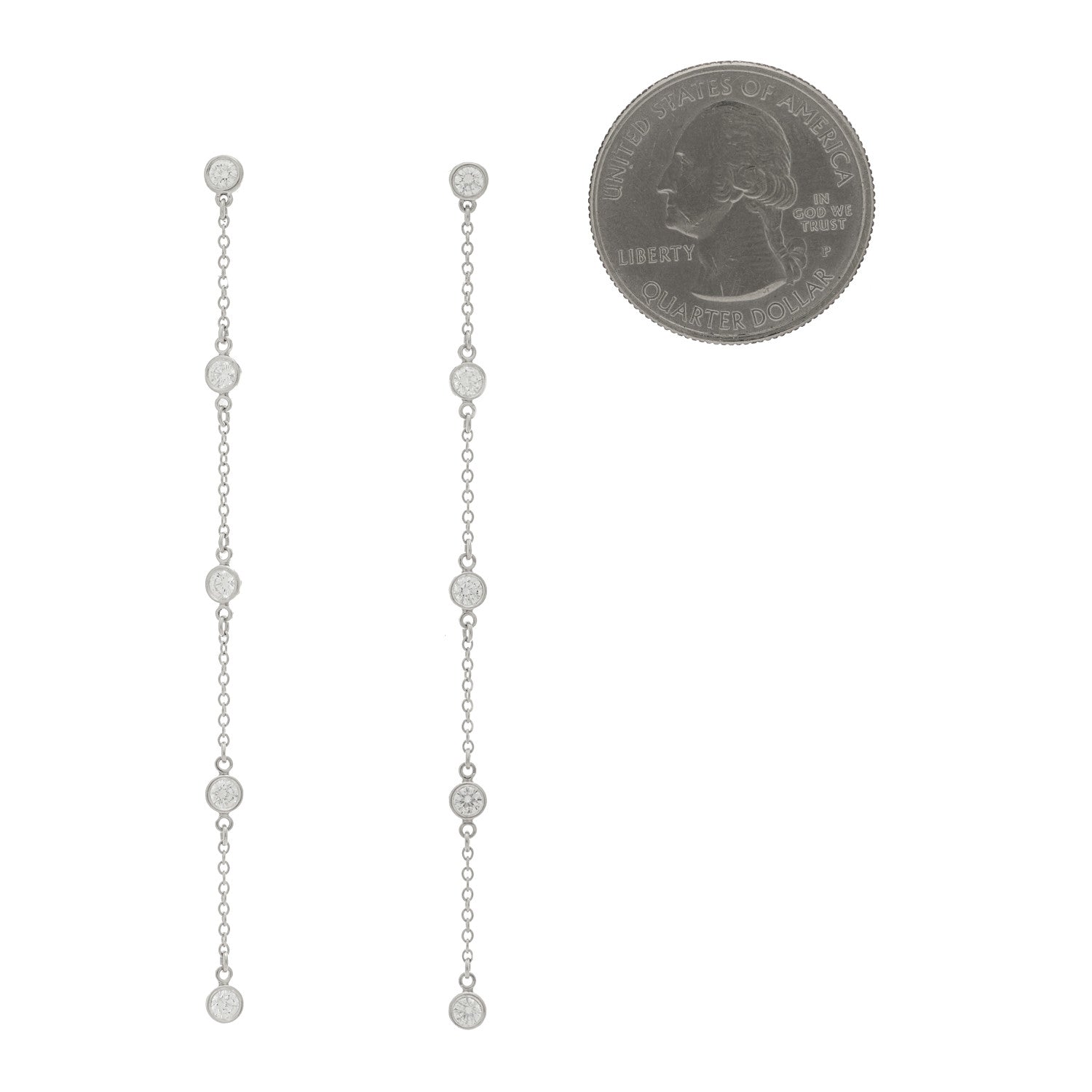Tiffany Platinum Elsa Peretti Diamonds by the Yard Drop Earrings 2 of 4