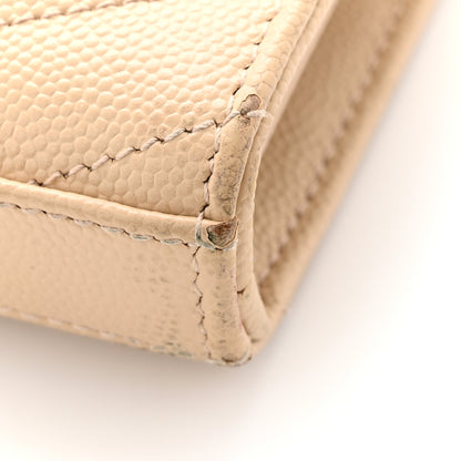 Saint Laurent Grain De Poudre Matelasse Chevron Monogram Chain Wallet Dark Beige 12 of 12