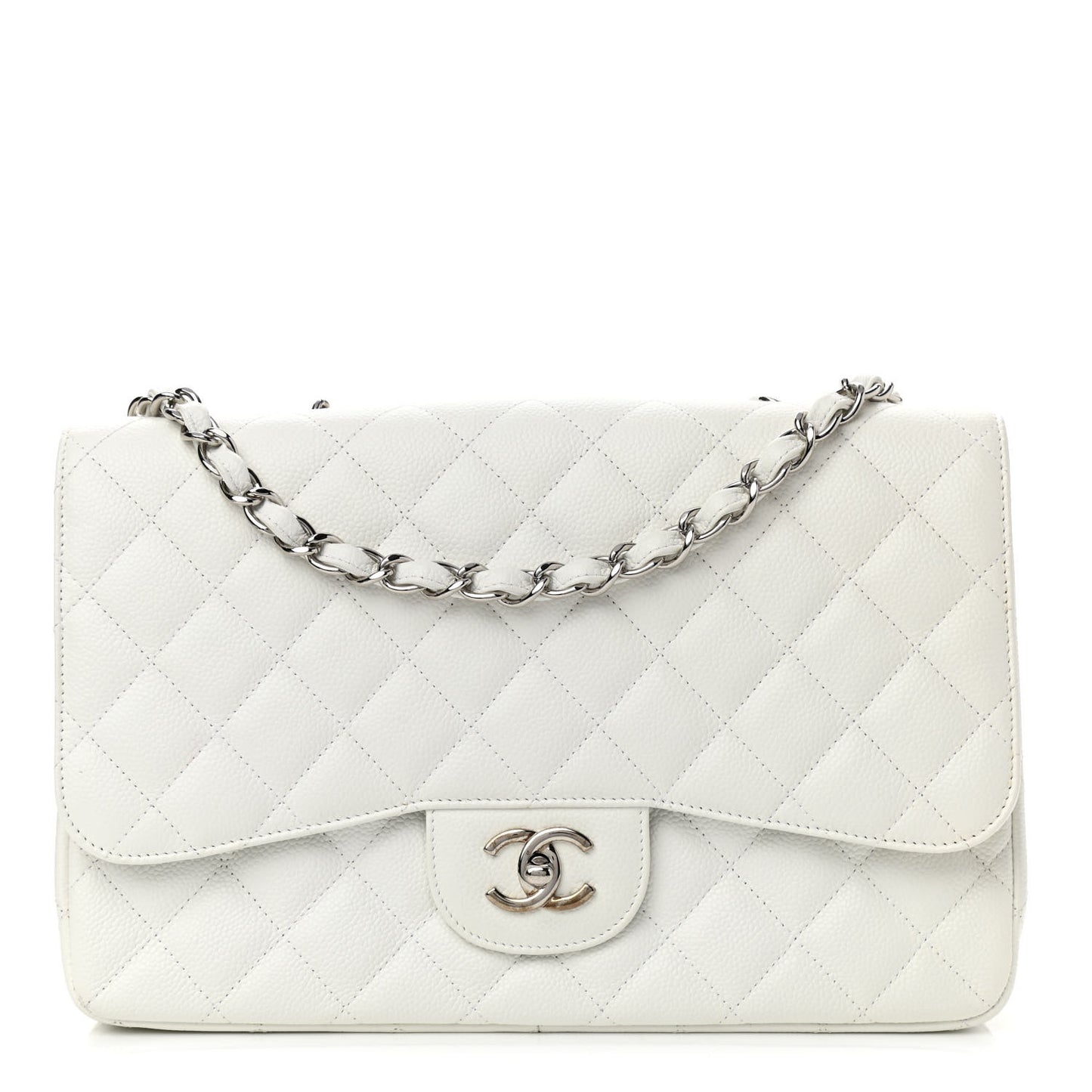 Caviar Quilted Jumbo Single Flap White