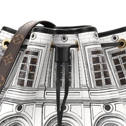 Louis Vuitton X FORNASETTI Calfskin Architettura Noe MM Black White 7 of 10