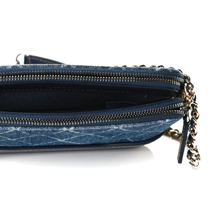 Chanel Denim Calfskin Quilted Small Gabrielle Clutch With Chain Blue 5 of 7