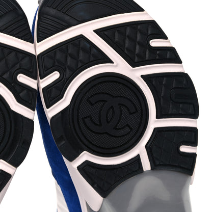 Chanel Nylon Lambskin Suede CC Womens Sneakers 41 Blue White Black 6 of 13